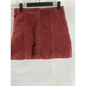 FOREVER 21 Women's Burgundy Button-Front Corduroy Mini Skirt SZ S